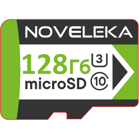 Карта памяти MicroSD 128 Гб U3, class 10 + SD адаптер NOVELEKA, высокая скорость записи до 81 Мб/с