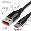 Кабель USB Type-C, QC3.0 5A для быстрой зарядки и передачи данных, 1 метр 20 см NOVELEKA